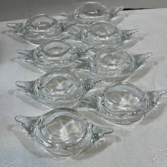 VTG Set of 8 Clear Glass Crab Shaped Baking Dishes Shells Ramekins 5.75"x3" - Picture 2 of 13